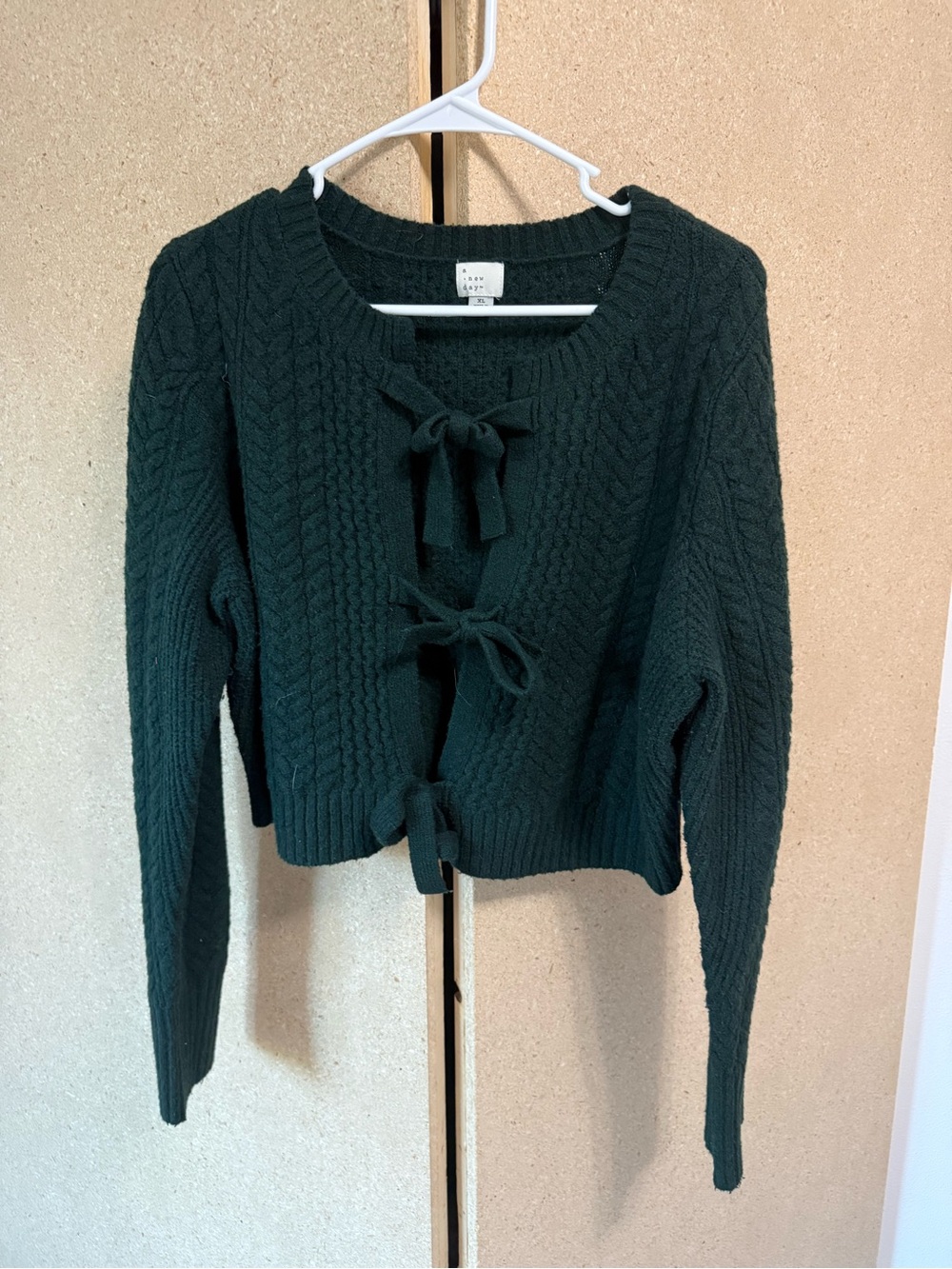 Universal Thread Dark Green Cable Tie-Front Sweater Cardigan